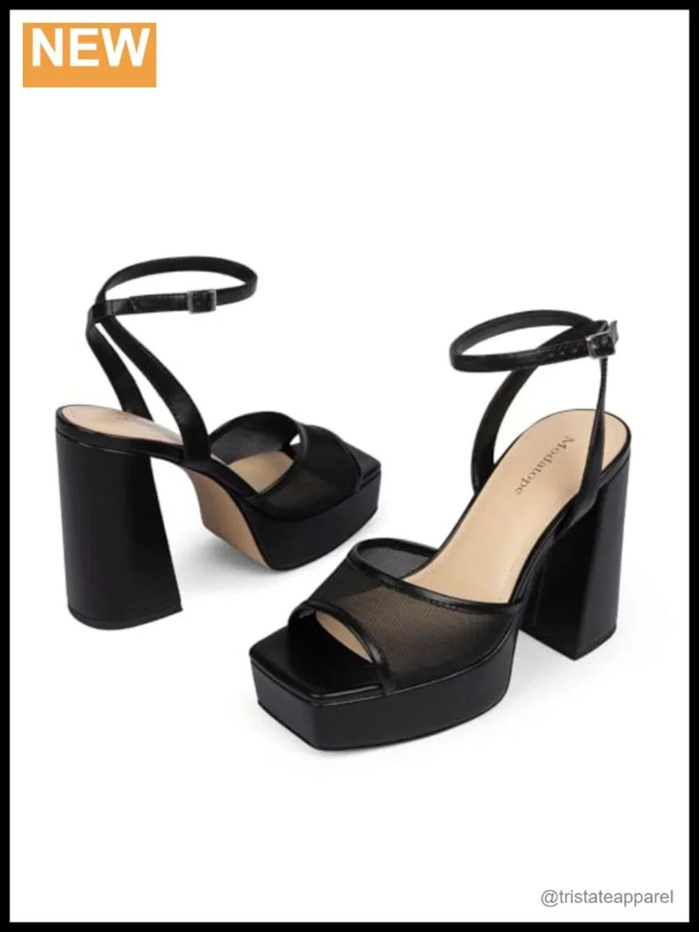 Platform Heels Chunky Open Toe Ankle Strap Faux Leather Sandals